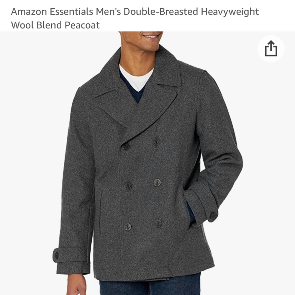 Mens wool blend double breasted coat. L